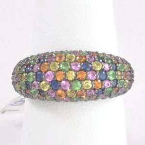 NWT 2.20 ct tw Colors of Sapphire and Tsavorite Domed Ring Size 7